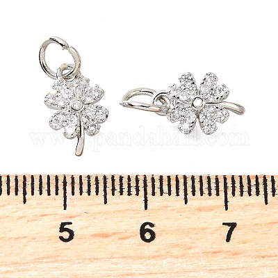 Подвески из прозрачного кубического циркония с микропаве из латуни клевер KK-K300-10P-1