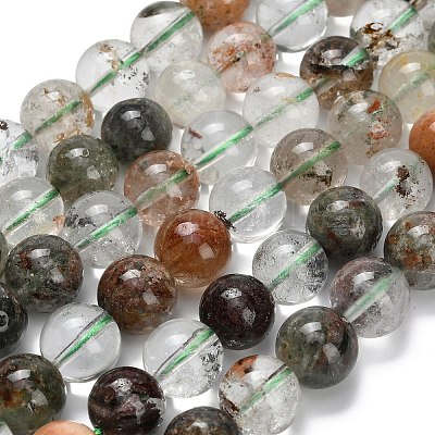 Натуральный зеленый lodolite кварц бисер пряди G-L642-B06-10mm-1