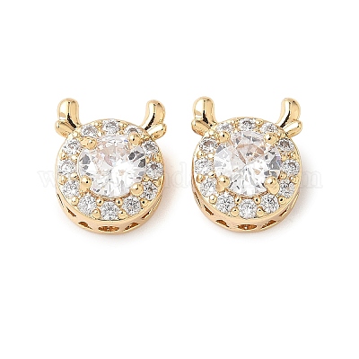 Латунные микро проложить кубического циркония бусы KK-G531-01G-03-1