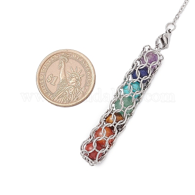 7 чакра круглая лозоходная маятниковая подвеска из натурального аметиста PALLOY-JF03658-01-1