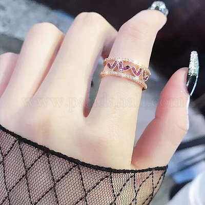 Регулируемые латунные манжеты в форме сердца со стразами для женщин FS-WGAA48B-01-1