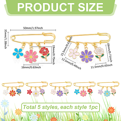 5 шт. железные броши-булавки JEWB-PH01272-1