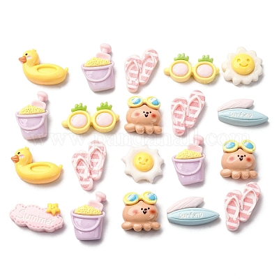 Кабошоны из непрозрачной смолы летней тематики CRES-I046-11-1