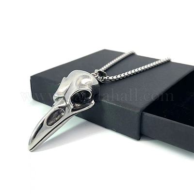 Готические мужские ожерелья с подвеской из нержавеющей стали в виде черепа ворона в стиле скандинавского викинга FQ2781-1