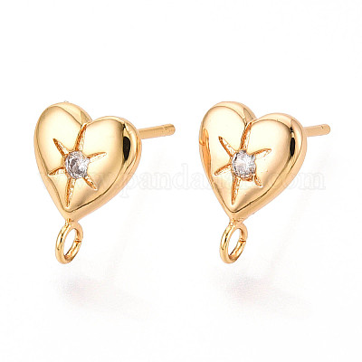 Латунные микро-паве прозрачные серьги-гвоздики из циркония MAK-T011-11G-01-1