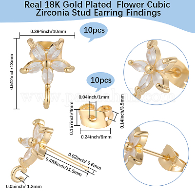 5 пара латунных микрофибровых кубических циркониевых гвоздиков для сережек KK-BBC0020-84-1