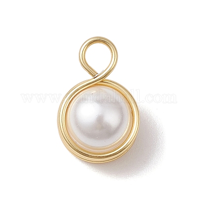 Подвески из круглой медной проволоки с ракушками и жемчугом PALLOY-JF03262-02-1