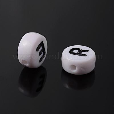 Смешанные буквы белые акриловые бусины с горизонтальным отверстием X-PL37C9070-1