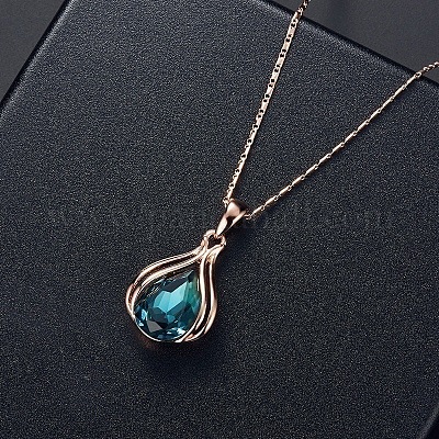 Комплекты из стеклянных подвесок-ожерелий и серег-гвоздиков в форме капли для женщин WGD12E0-02-1