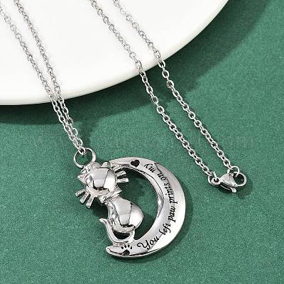 Ожерелья из нержавеющей стали 304 с урной для праха домашних животных в виде черной эмали NJEW-K286-01A-P-1