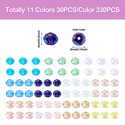 330шт 11 цвета гальванические стеклянные бусины EGLA-TA0001-94-1