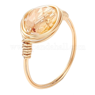 Кольца с натуральным розовым кварцем RJEW-JR00802-1