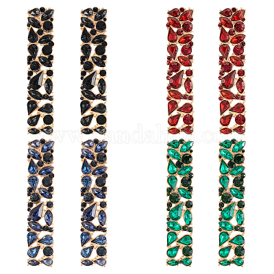 4 пара двухцветных сережек-гвоздиков из сплава со стразами для женщин EJEW-AN0004-35-1