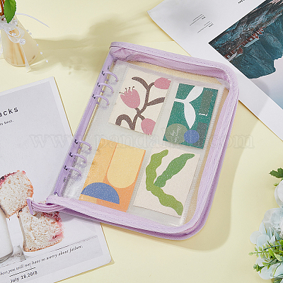 1 шт. обложка для книги формата А5 из блестящего ПВХ-пластика с тремя кольцами и застежкой-молнией AJEW-FH0004-78-1