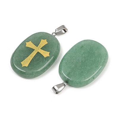 Естественный зеленый авантюрин подвески G-S392-01G-1