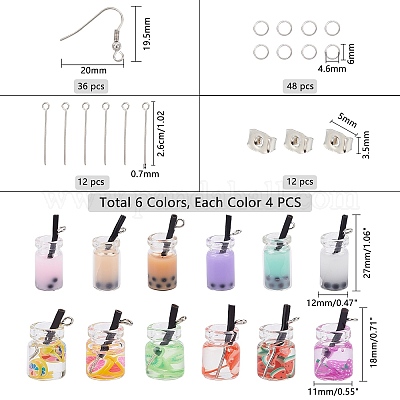 Наборы для изготовления серег с молочным чаем своими руками DIY-NB0004-28-1
