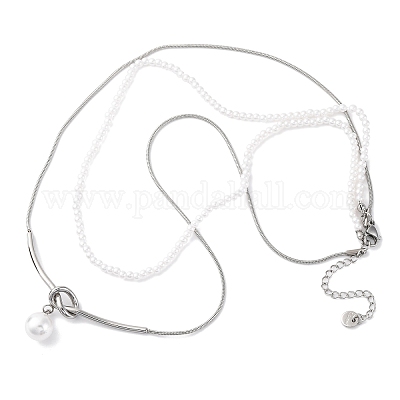 Двухслойные ожерелья из нержавеющей стали 304 NJEW-R026-28P-1