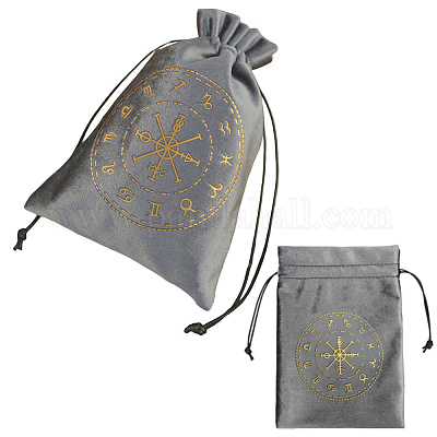 Прямоугольные бархатные мешочки для хранения карт Таро с золотым тиснением и завязками для гадания ABAG-WH20001-25B-1