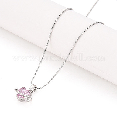 304 латунный кулон в форме сердца с кубическим цирконием NJEW-T018-01P-1