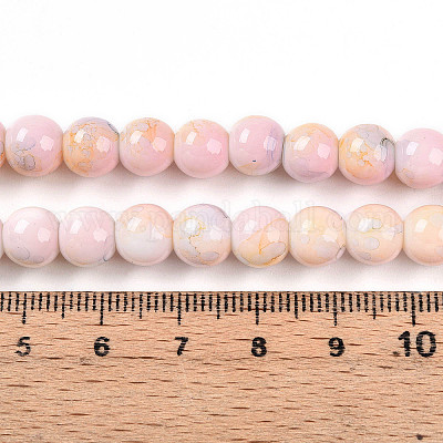 Выпечка окрашенные стеклянные бусины пряди DGLA-N003-8mm-C01-1