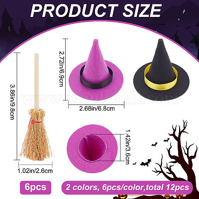 12 шт. 2-х цветные полиэстеровые шляпы ведьмы AJEW-CP0005-50-1