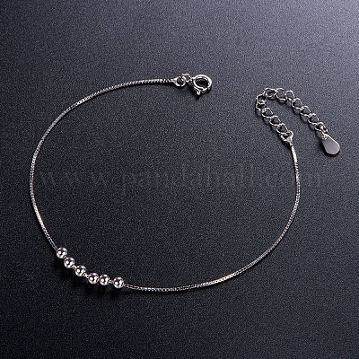 Простой элегантный браслет на ногу из стерлингового серебра с родиевым покрытием JA54A-1