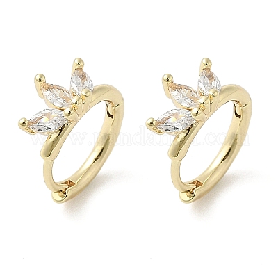 Серьги-кольца из латуни с прозрачным фианитом EJEW-Q014-27G-1