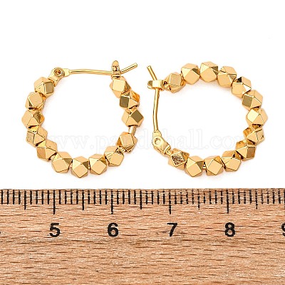 Латунные многоугольные серьги-кольца EJEW-A143-08G-1