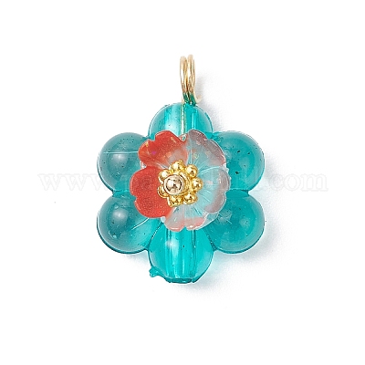 Подвески из прозрачной светящейся смолы в виде цветов PALLOY-JF03759-01-1