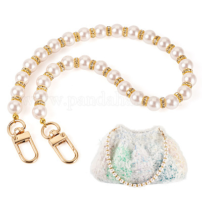 Круглые пластиковые бусины-имитаторы жемчуга цепочки-удлинители для сумок HJEW-TAC0084-1