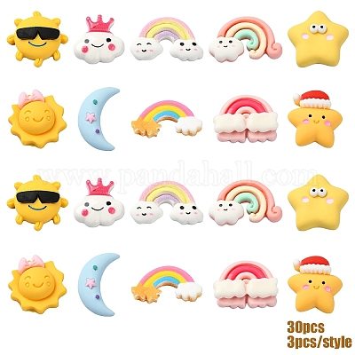 30шт 10 стиля непрозрачные кабошоны из смолы CRES-YW0001-27-1