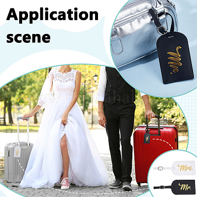 4 шт. 2-х цветная бирка для багажа из искусственной кожи AJEW-GA0008-53-1