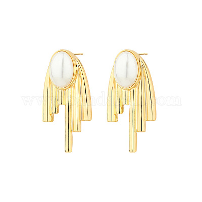 Серьги-гвоздики из нержавеющей стали 304 с натуральным жемчугом KS3885-2-1