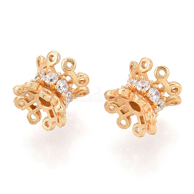 925 бусина в форме цветка из чистого серебра с прозрачными кубическими цирконами STER-T008-40G-1