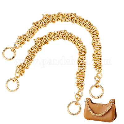 Ручки для сумок из цинкового сплава с витыми кольцами и цепочкой FIND-WH0436-47G-1