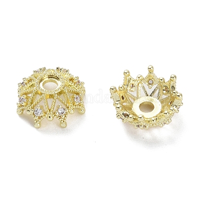 Латунные колпачки для бусин из микропаве с кубическим цирконием KK-B087-16B-G-1
