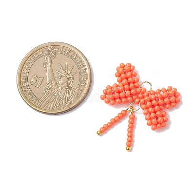 Подвески-бантики из стеклянных бус PALLOY-MZ01055-04-1