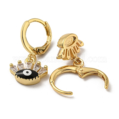 Серьги с подвесками из латуни с покрытием из настоящего 18-каратного золота EJEW-A033-11G-04-1