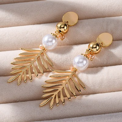 Серьги-гвоздики с подвесками из латунного листа EJEW-R014-09G-1