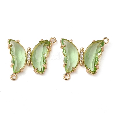 Подвески из латуни с граненым стеклянным соединителем X-FIND-Z020-04H-1