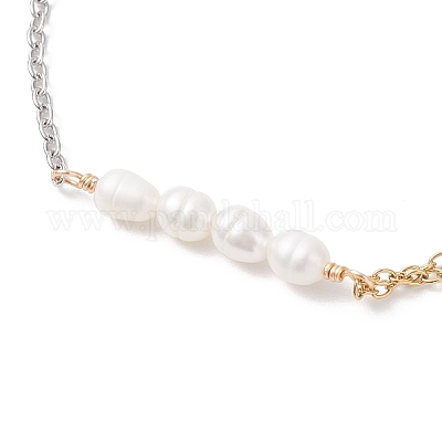 Браслеты из натурального культивированного пресноводного жемчуга BJEW-JB12865-1