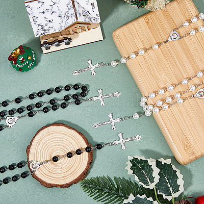 4шт 2 цвета АБС пластик имитация жемчуга четки ожерелья набор NJEW-DC0001-04-1