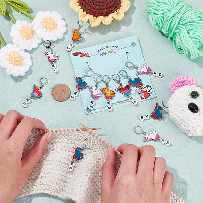 Подвесные маркеры петель с замком из сплава эмали и акрила HJEW-AB00110-1