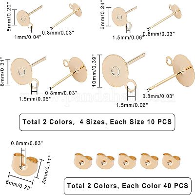 Фурнитура для сережек-гвоздиков из нержавеющей стали 304 STAS-UN0015-23-1