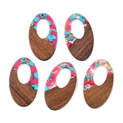 Подвески из прозрачной смолы и ореха RESI-T057-02K-1