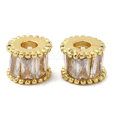 Реечное покрытие латунь микро паве кубический цирконий европейские бусины KK-M252-10G-1