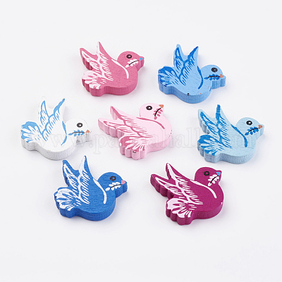 Бусины из натурального дерева с принтом WOOD-Q030-16-1