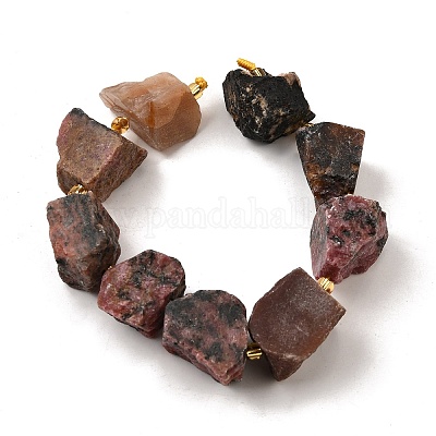 Нити бусин из необработанного натурального родонита G-Z087-B13-1