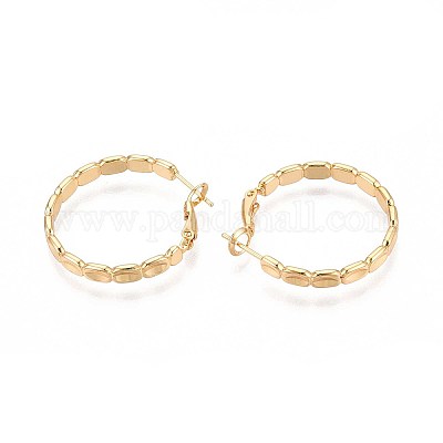 Овальные серьги-кольца из латуни EJEW-T047-97G-1