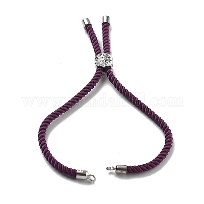 Серебряные браслеты из витого нейлонового шнура DIY-B066-03P-26-1